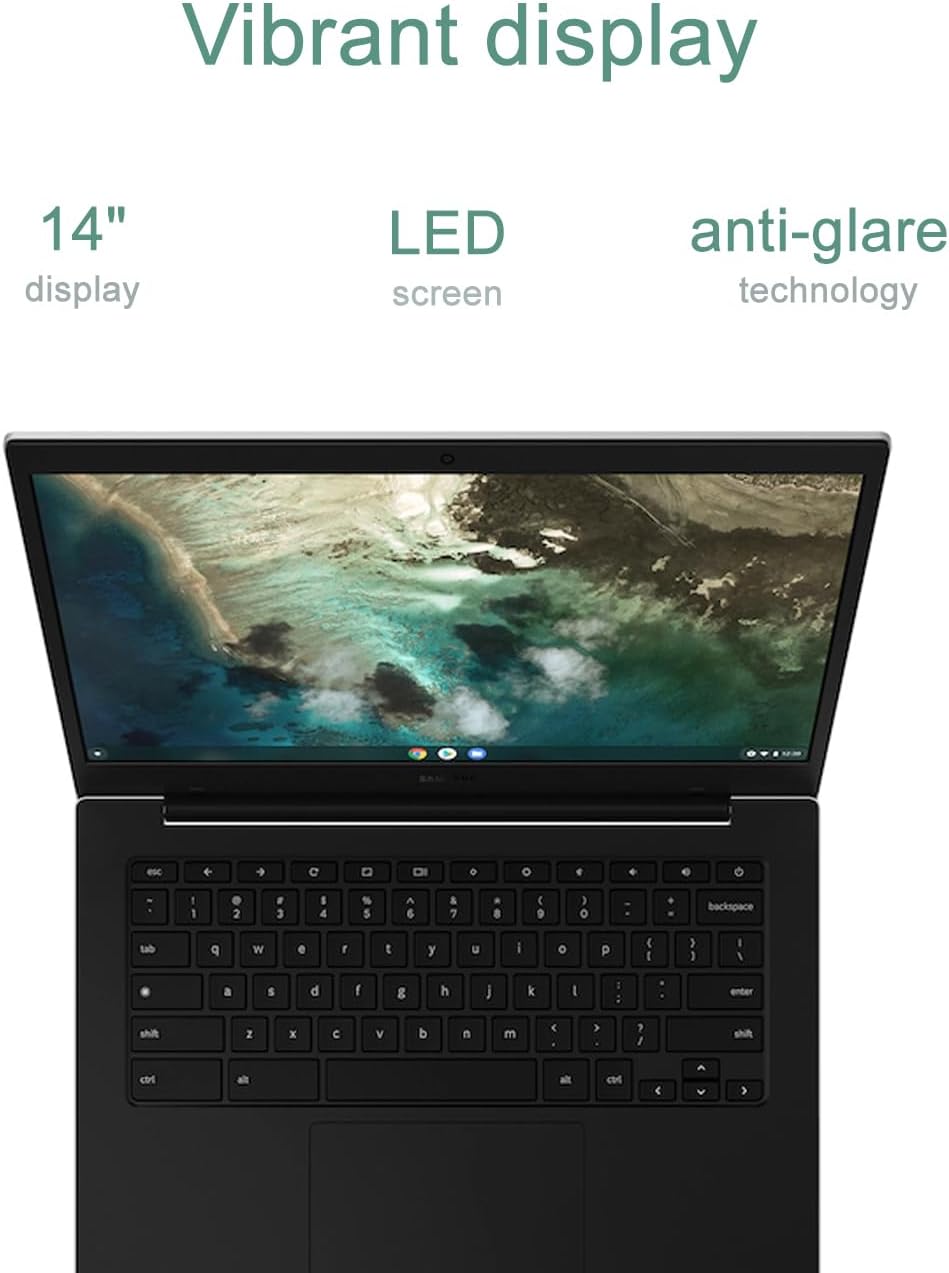 Samsung Galaxy Chromebook Go Laptop (14' LED, Intel Celeron N4500, 320GB Storage (64GB eMMC + 256GB SD Card)) Home & Student, Spill-Resistant, 12-Hr Long Battery, Webcam, Wi-Fi 6, IST HUB, Chrome OS