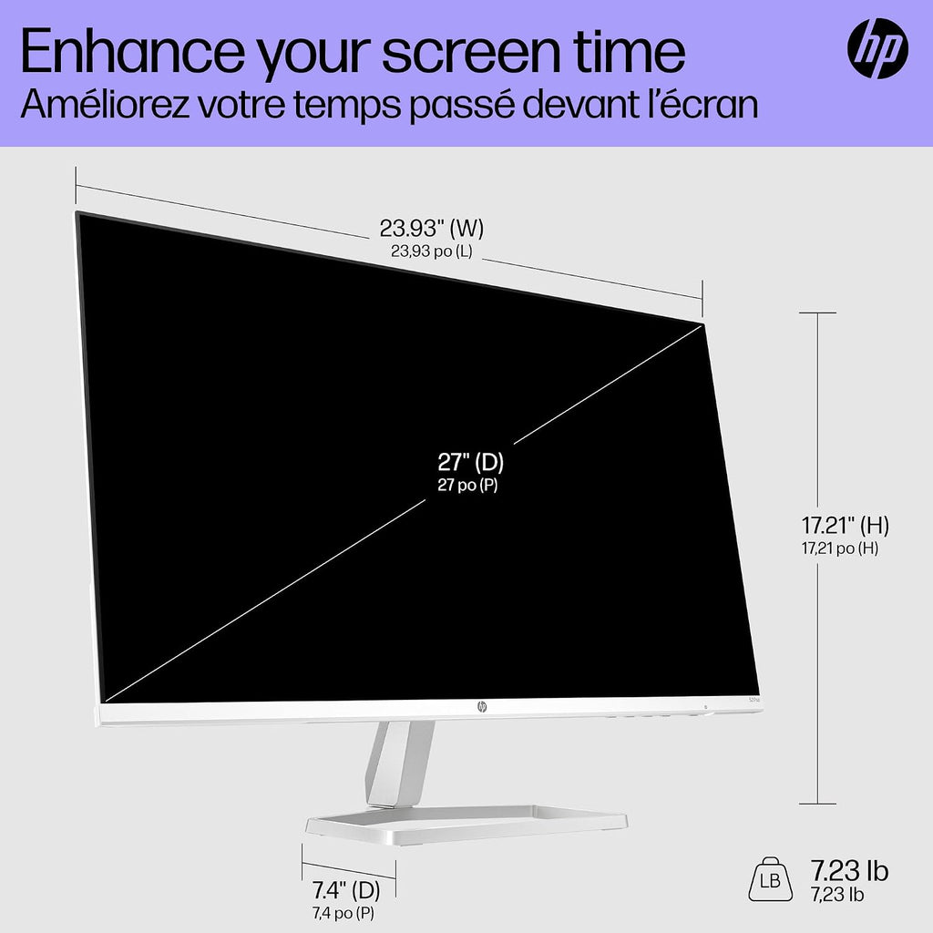 HP Series 5 27 inch FHD Monitor, Full HD Display (1920 x 1080), IPS Panel, 99% sRGB, 1500:1 Contrast Ratio, 300 nits, Eye Ease with Eyesafe Certification, 527sa (2024)