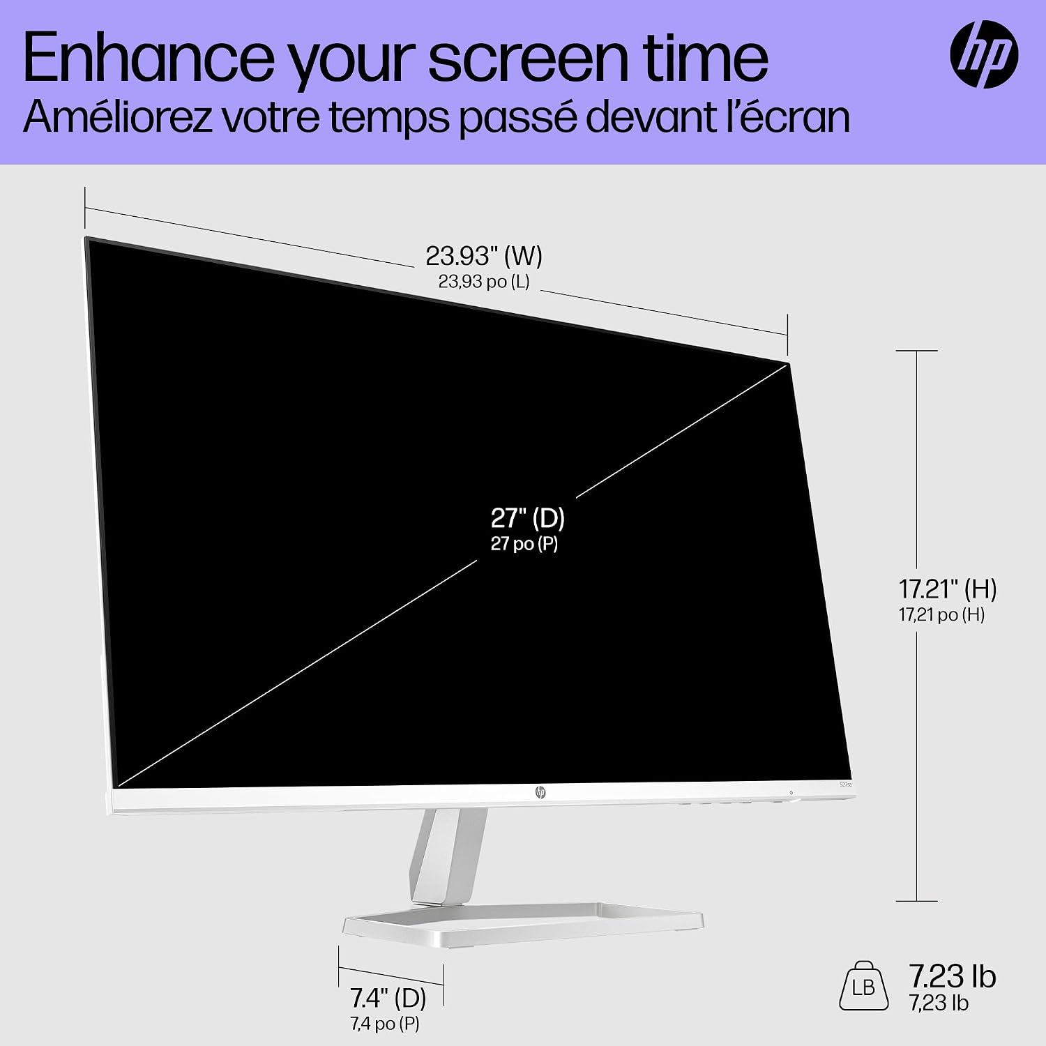 HP Series 5 27 inch FHD Monitor, Full HD Display (1920 x 1080), IPS Panel, 99% sRGB, 1500:1 Contrast Ratio, 300 nits, Eye Ease with Eyesafe Certification, 527sa (2024)