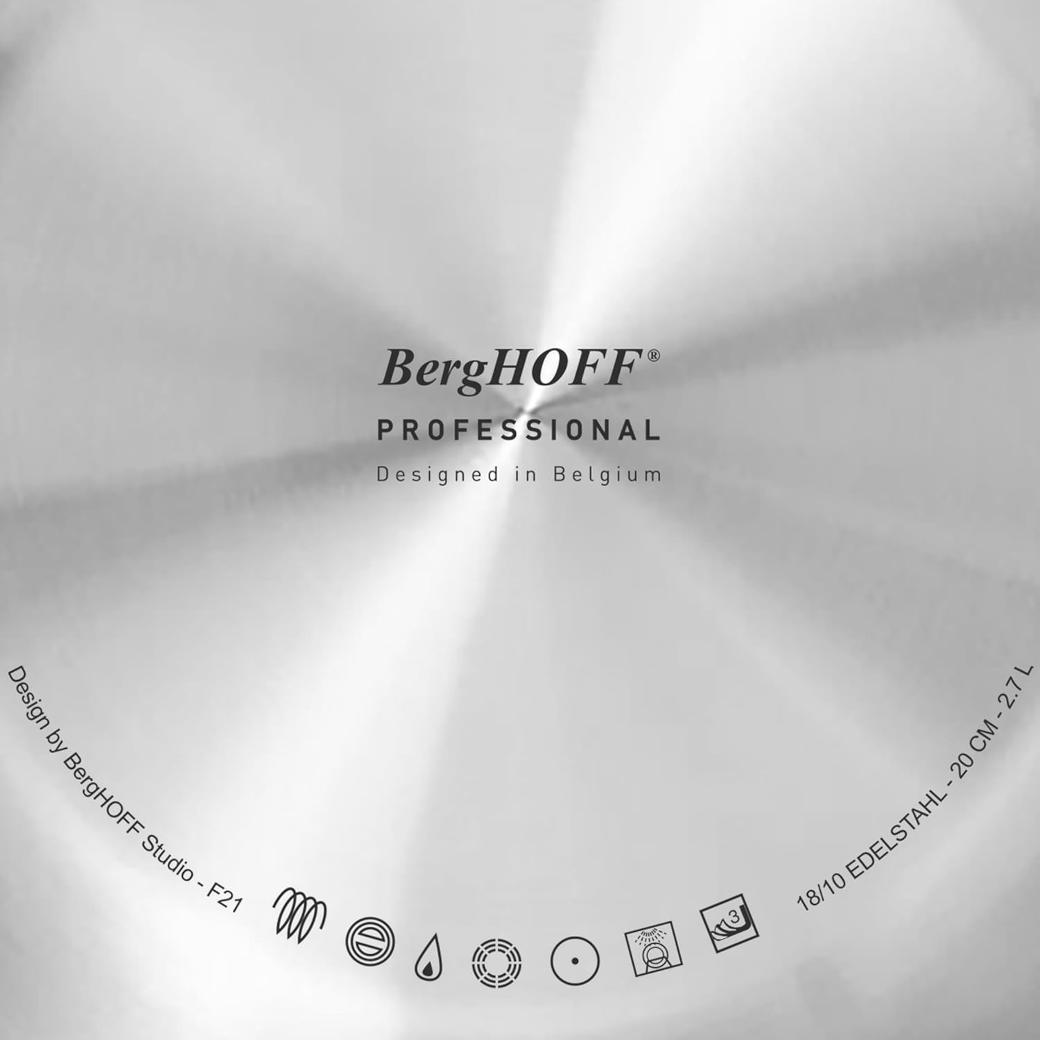 Berghoff Professional Tri-ply 18/10 Stainless Steel Sauté Pan 11' 4.6 Qt. Safe Grip Handle Matching Lid Induction Cooktop Measurement Markings Inside Fast & Even Heat Oven Safe