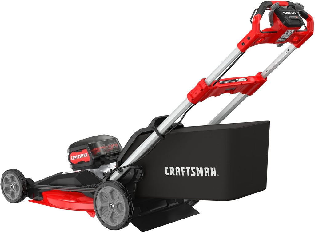 CRAFTSMAN V20 BRUSHLESS RP 21 in Rear Wheel Driver Mower, 2 x 9Ah Batteries and 2 Chargers Included, Up to 70 Min of Runtime, Self-Propelled, LED Headlights, Dual Blades (CMCMWSP320X2)