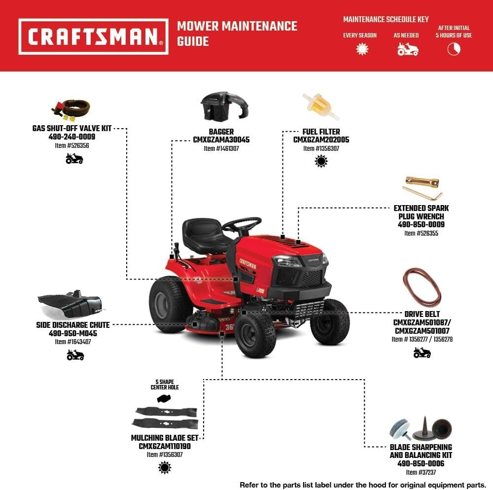 CRAFTSMAN 36' Gas Riding Lawn Mower with 11.5 HP* Briggs and Stratton Single-Cylinder Engine, Gas Lawn Tractor with 7-Speed Transmission, Red/Black (13AC77XYA93)