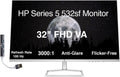 HP 32' FHD VA (1920x1080) Monitor Bundle with Docztorm Dock, 100Hz Refresh Rate, Anti-Glare, Flicker-Free, 2 x HDMI 1.4, 1 x VGA, Ideal for Home & Business, Black (2026 Latest Model) (2 Pack)
