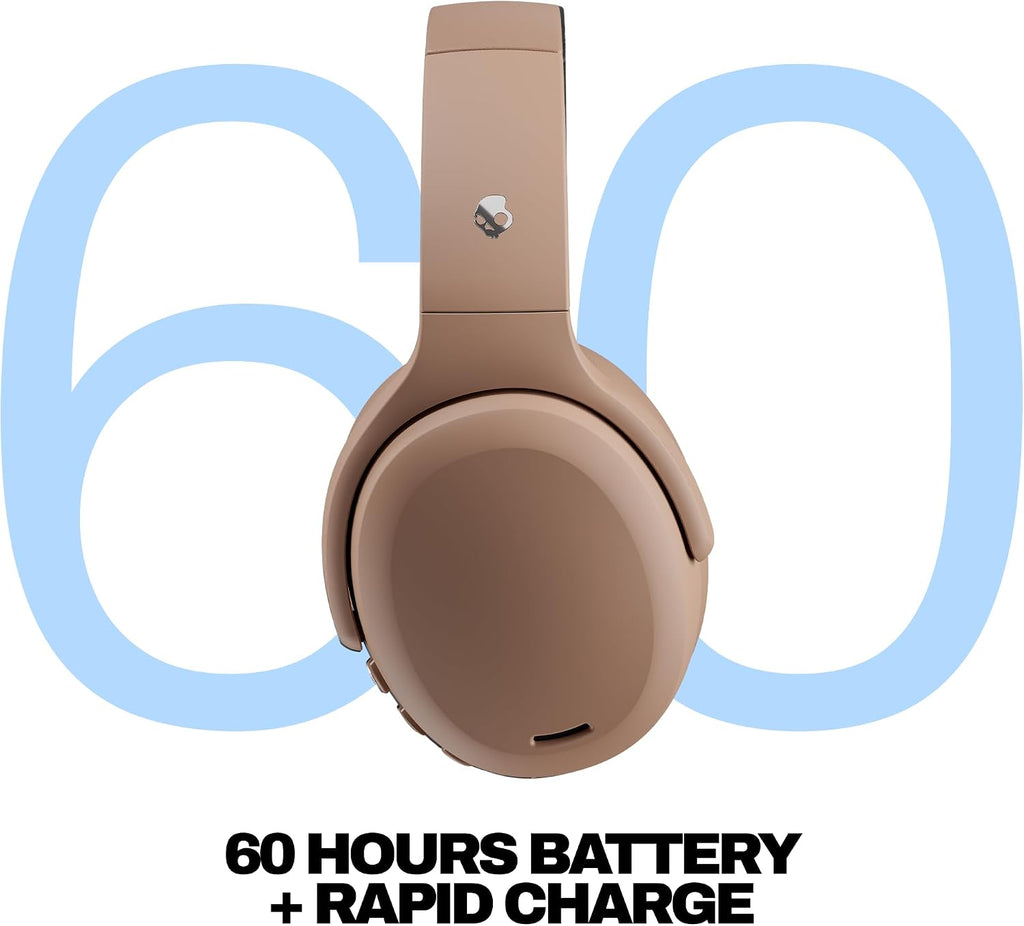 Skullcandy Crusher ANC 2 Wireless Over-Ear Bluetooth Headphones with Multi-Sensory Bass, Active Noise Cancelling, Up to 60 Hours Battery, Microphone for iPhone Android - Primer