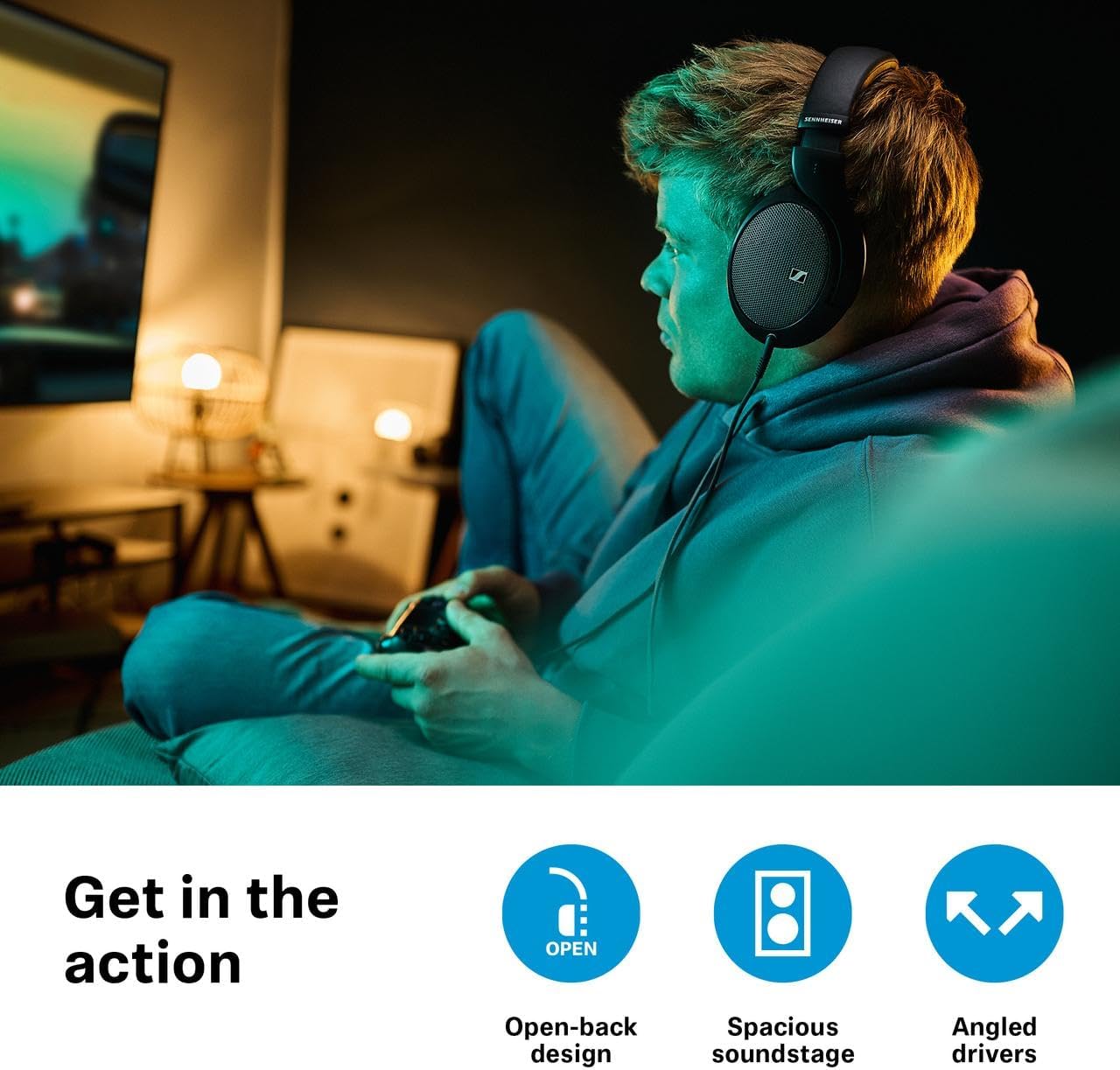 Sennheiser HD 550 Open-Back Audiophile Headphones - Lightweight Design, Best-in-Class Sound with Enhanced Bass and Treble, Gaming & Remote Work Ready, Compatible with 3.5mm and 6.35mm Audio Jacks