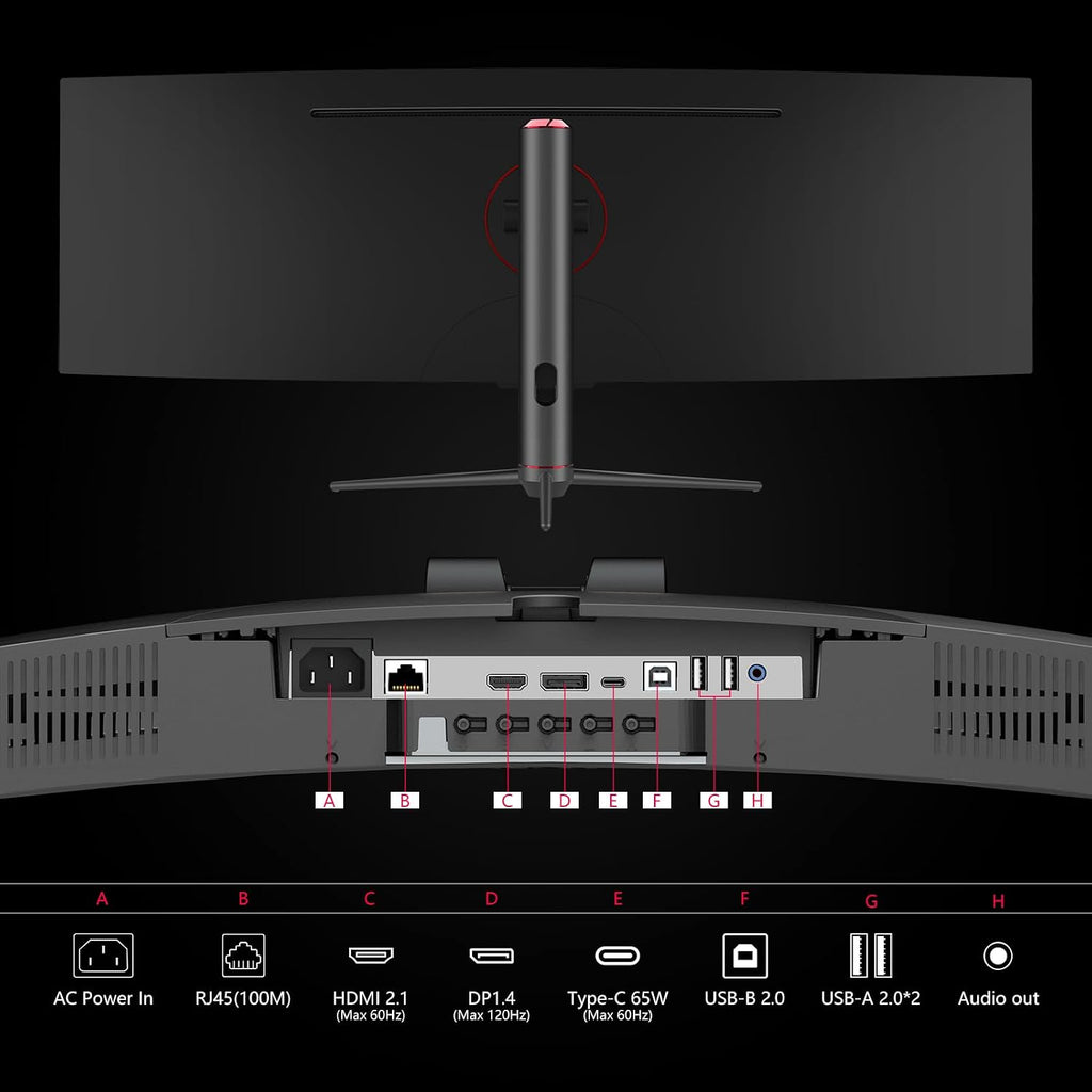 INNOCN 49' Curved Monitor Ultrawide Gaming 5K2K 120Hz 32:9 QHD 5120 x 1440P Computer Monitor, R1800, 99% sRGB, HDR400, USB Type C, DisplayPort, HDMI, Built-in Speakers, Height/Tilt Adjustable - 49C1R
