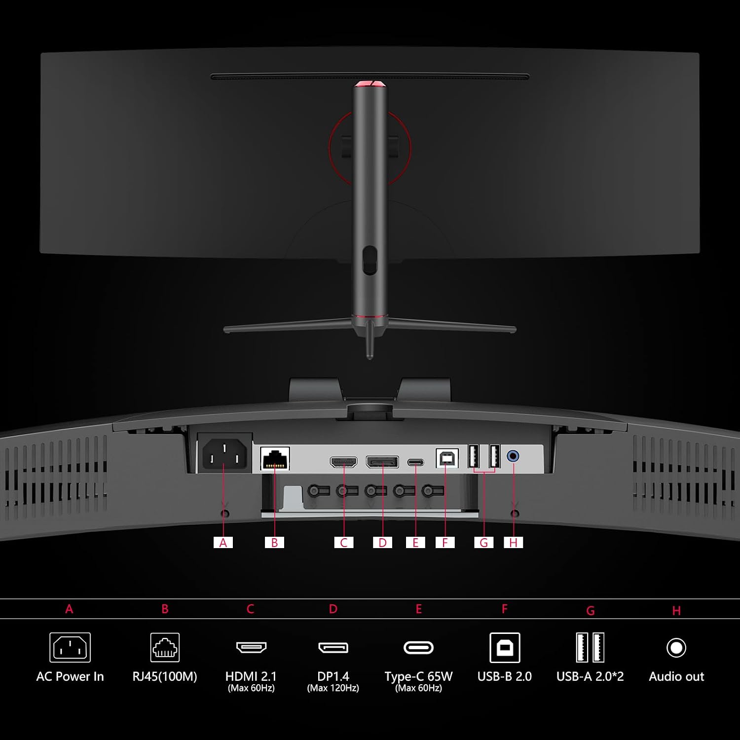 INNOCN 49' Curved Monitor Ultrawide Gaming 5K2K 120Hz 32:9 QHD 5120 x 1440P Computer Monitor, R1800, 99% sRGB, HDR400, USB Type C, DisplayPort, HDMI, Built-in Speakers, Height/Tilt Adjustable - 49C1R