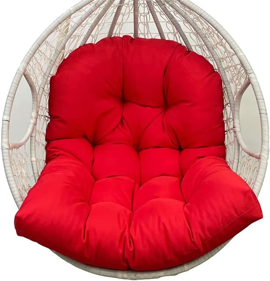 Egg Chair Cushion Replacement Waterproof Hanging Basket Swing Chair Cushion Outdoor Porch Backyard Patio Hammock Swing Replacement Cushion (Red)