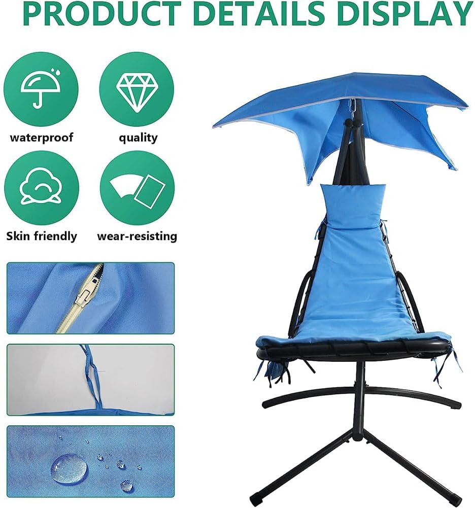 GARCAN Hanging Chair Cushion, Swing Chair Replacement Cushion, Replacement Cushion Pad and Umbrella for Hanging Lounge Chair Outdoor Chaise Hanging Hammock Chair Pillow Pad, Waterproof Soft Fabric,A
