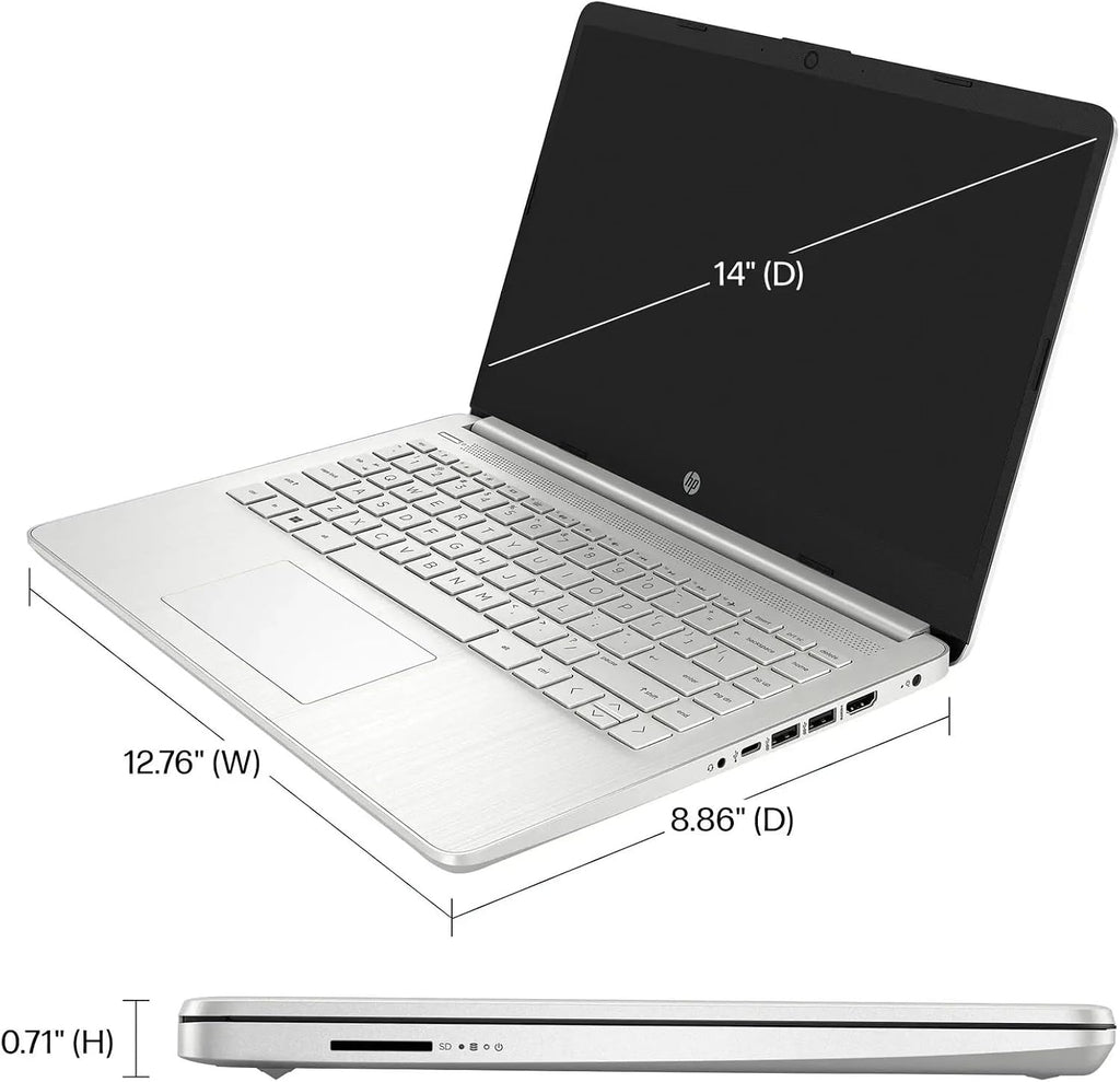 HP AI-Powered Laptop with Microsoft Office and 1TB Cloud Storage included for 1-Year| 14' HD Computer| 16GB RAM| 128GB SSD & 512GB Card & 128GB Portable SSD| Intel 4-Core CPU| Webcam| Win11| LE Bundle