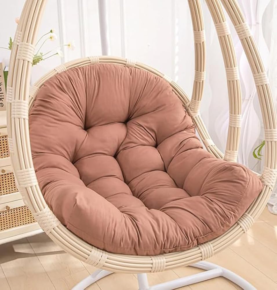 Waterproof Thicken Papasan Cushion,Hanging Basket Chair Cushion,Swing Egg Chair Pad Replacement for Outdoor Garden Seat,Soft Bay Window Mat (Khaki,59x59 in/150x150 cm)