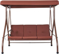 VEVOR 3-Seat Patio Swing Chair, Converting Canopy Swing, Outdoor Patio Porch with Adjustable Canopy, Removable Thick Cushion and Alloy Steel Frame, for Balcony, Backyard, Poolside, Brown