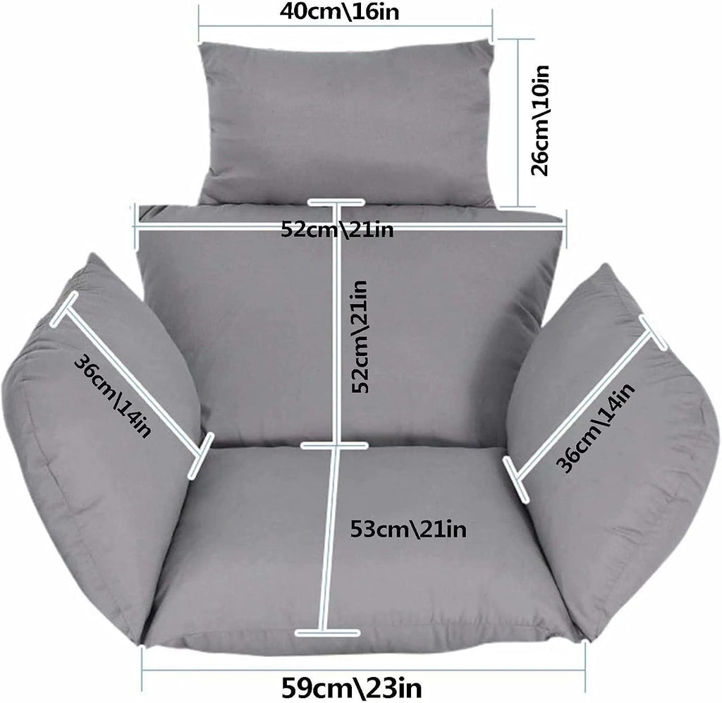 Egg Chair Cushion Only, Outdoor Hanging Swing Chair Cushion, Hanging Egg Chair Cushion Thick, Washable Cover Hanging Hammock Chair Cushion for Garden, Chair Pads Replacement Brown