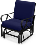 Tangkula Outdoor Patio Glider, Metal Framed Gliding Chair with Cushion, Ergonomic Single-Person Outdoor Patio Chair with Curved Armrest, Smooth Rocking Arms, and Sprayed Finish for Porch, Patio