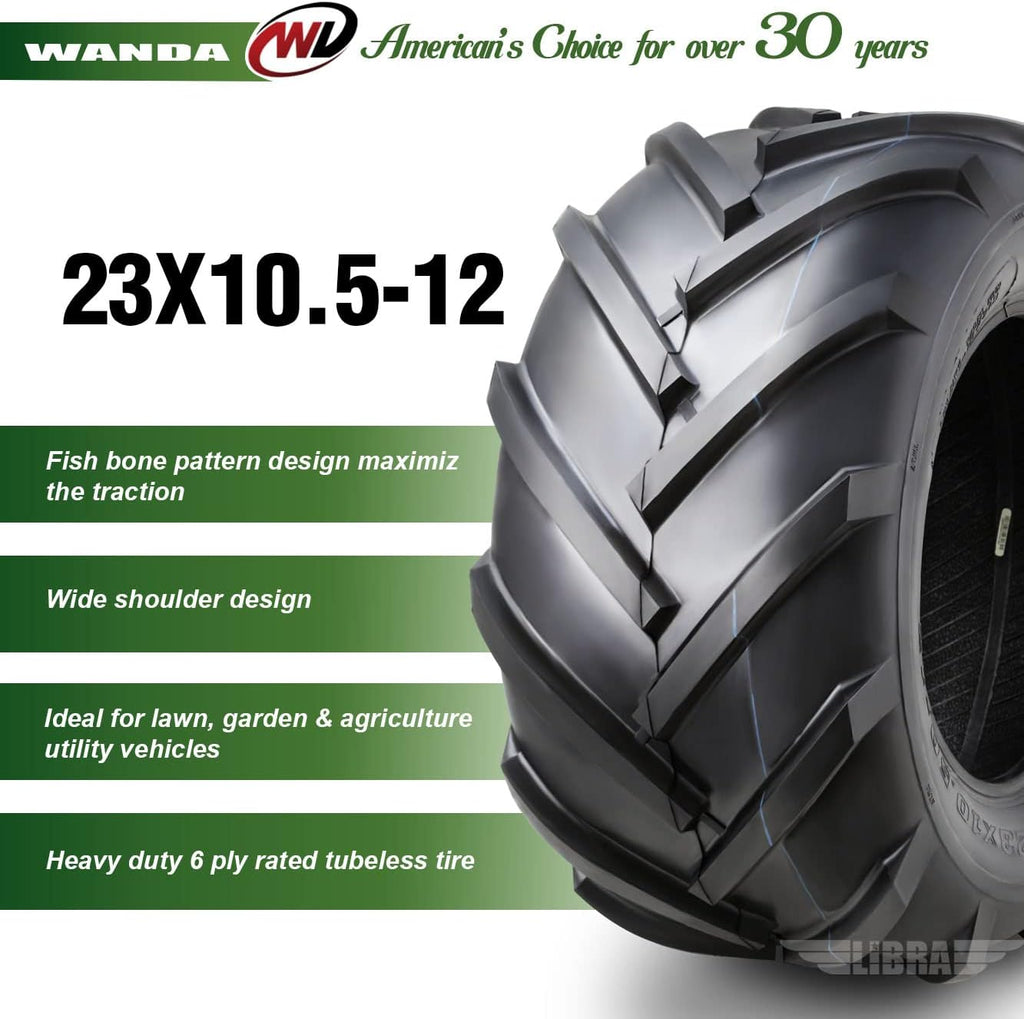 WANDA 23x10.5-12 23x10.5x12 Lawn Mower Tractor Agriculture Farm AG Turf Tires 6 ply-Set 2 …
