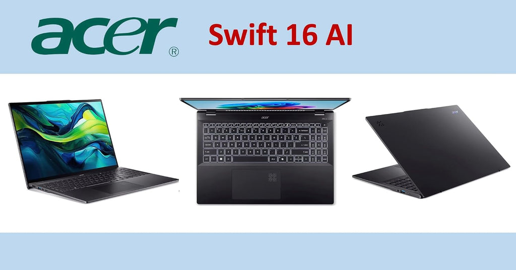 acer Swift 16 AI Laptop Copilot + PC 16.0' Touch OLED 2.8K Display (Intel Ultra 7-256V (Beats i9-14900k), 16GB LPDDR5X, 1TB SSD, Backlit KB, Fingerprint, 2 TB 4, Win 11 Pro) w/DKZ USB Port Expander