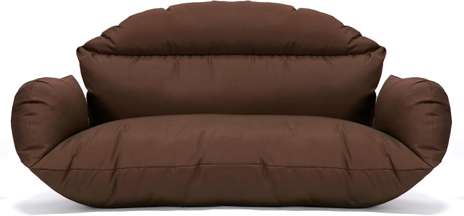 LeisureMod 2 Person Hanging Egg Swing Chair Cushion - Brown, Soft & Weather-Resistant, Machine Washable, Outdoor/Indoor Use
