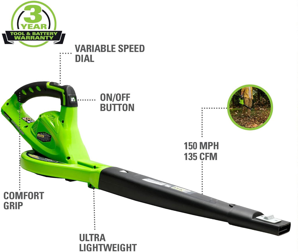 Greenworks 40V 16' Cordless Electric Lawn Mower + 40V Sweeper (150 MPH), 4.0Ah Battery and Charger Included