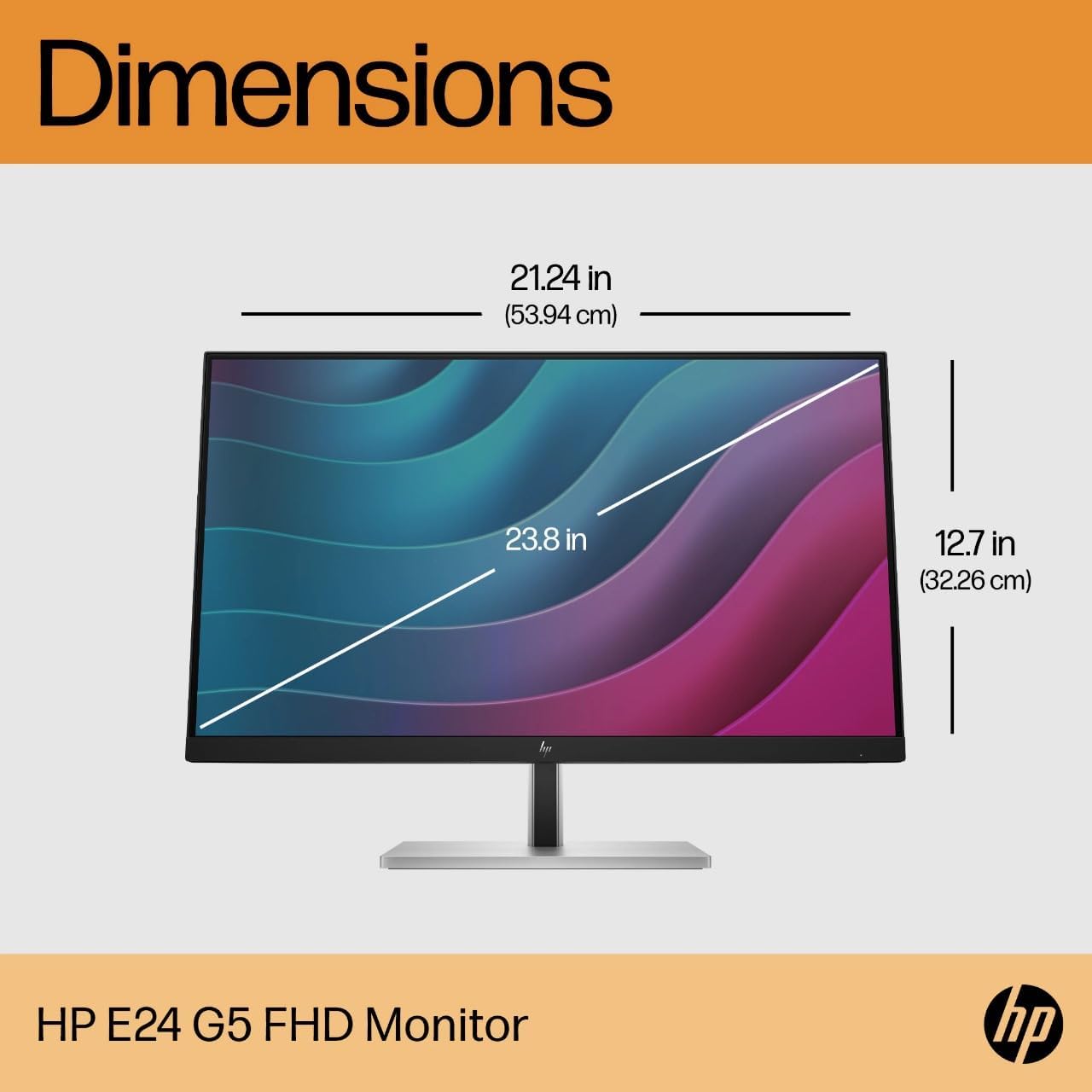 HP E24 G5 24' Class Full HD LCD Monitor - 16:9 - Black - 23.8' Viewable - in-Plane Switching (IPS) Technology - Edge LED Backlight - 1920 x 1080-250 Nit - 5 ms - HDMI - DisplayPort - USB Hub