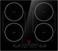 24 Inch Induction Cooktop 4 Burners, Flat Glass Top Electric Stove Hob with Bridge-SYNC, 3 Preset Modes Booster, Timer, Pause, Child Lock, Drop in, 208~240V/40A, Black