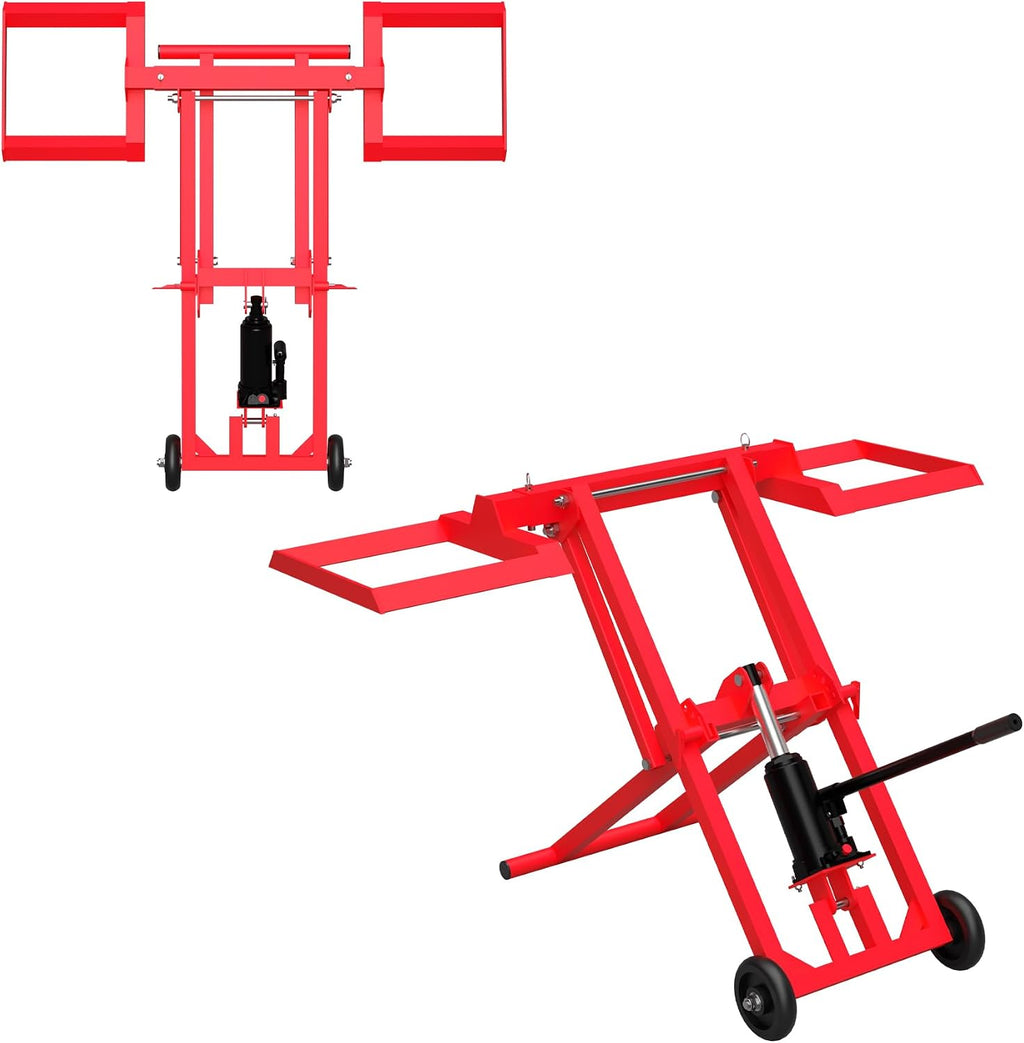 Riding Mower Lift,500 lbs Capacity Lawn Mower Lift Jack with Hydraulic Jack,Foldable Design for Zero Turn Mower Lift and Garden Tractors, Red