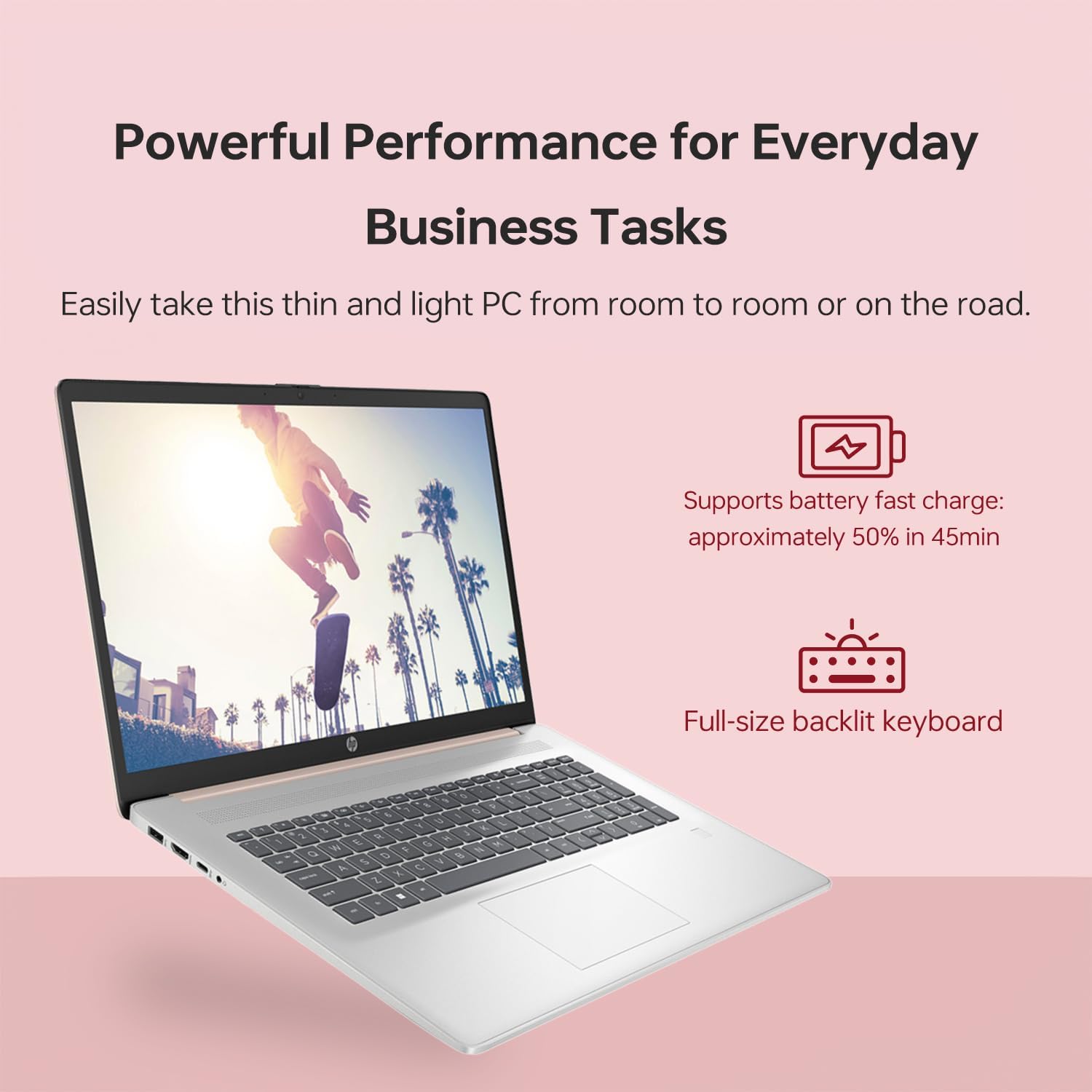 HP 2024 17t Business Professional Rose Gold Laptop, 17.3' HD+ Touchscreen, Intel Core i5-1334U, 16GB RAM, 1TB SSD, Webcam, FP Reader, Backlit KB, HDMI, Wi-Fi 6, Windows 11 Pro