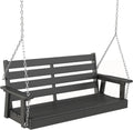 IVY&LANE Outdoor Porch Swing | HDPE Plastic | 2-Person | Hanging Bench Swings | Weatherproof | 4 Stainless Steel Chains | Black | for Outside Patio Garden Backyard Tree