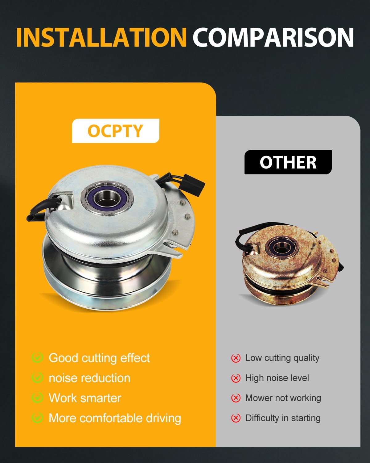 717-04163 OCPTY Electric Lawn Mower Clutch Replacement for CUB CADET LT1042 LT1045 LT1046 LT1050 SLT1550 for Warner: 5217-32, 5217-43,for XTREME: X0013 Electric PTO Clutch Mower Clutch