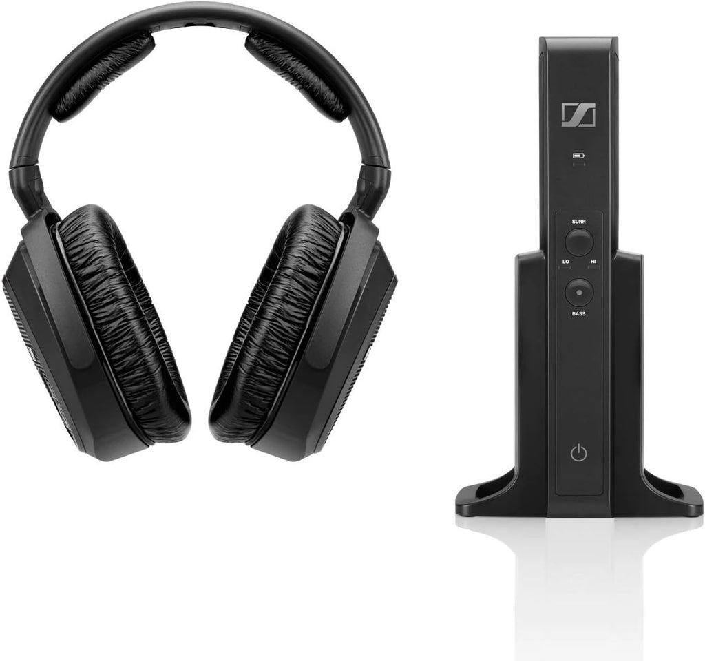 Sennheiser RS 175 RF Wireless Headphones for TV with Bass Boost and Surround Sound Modes, Compact and Ergonomic, Wireless TV Headphones Listening, Black