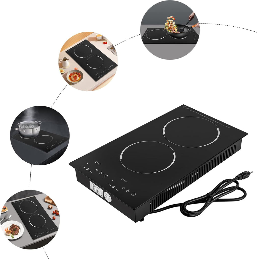 4000W 2 Burners Double Induction Cooktop 110V Portable Induction Cooktop Electric Cooktop Hot Plate Electric Induction Cooker Stove with LCD Touch Screen Electric Stove Top Burner Electric Countertop