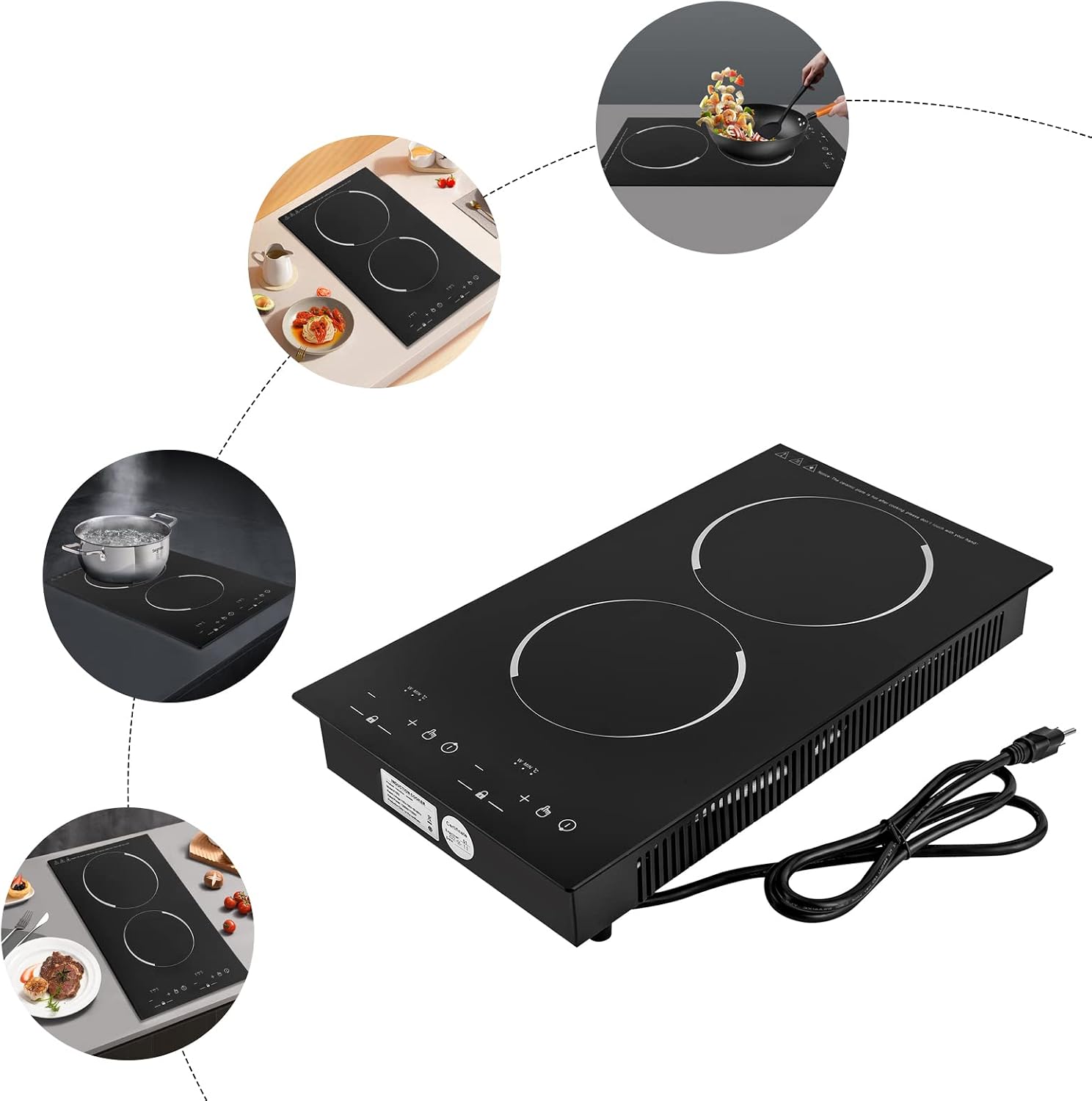 4000W 2 Burners Double Induction Cooktop 110V Portable Induction Cooktop Electric Cooktop Hot Plate Electric Induction Cooker Stove with LCD Touch Screen Electric Stove Top Burner Electric Countertop