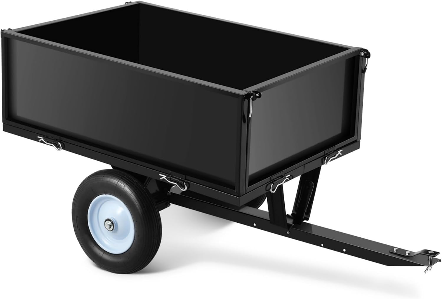 Garvee 500 LBS Load Capacity ATV Trailer Dump Cart, 11.4 Cubic Feet Heavy-Duty Steel Tow Behind Dump Cart with Removable Sides, Garden Utility Trailer for Lawn Tractor Mower, Black