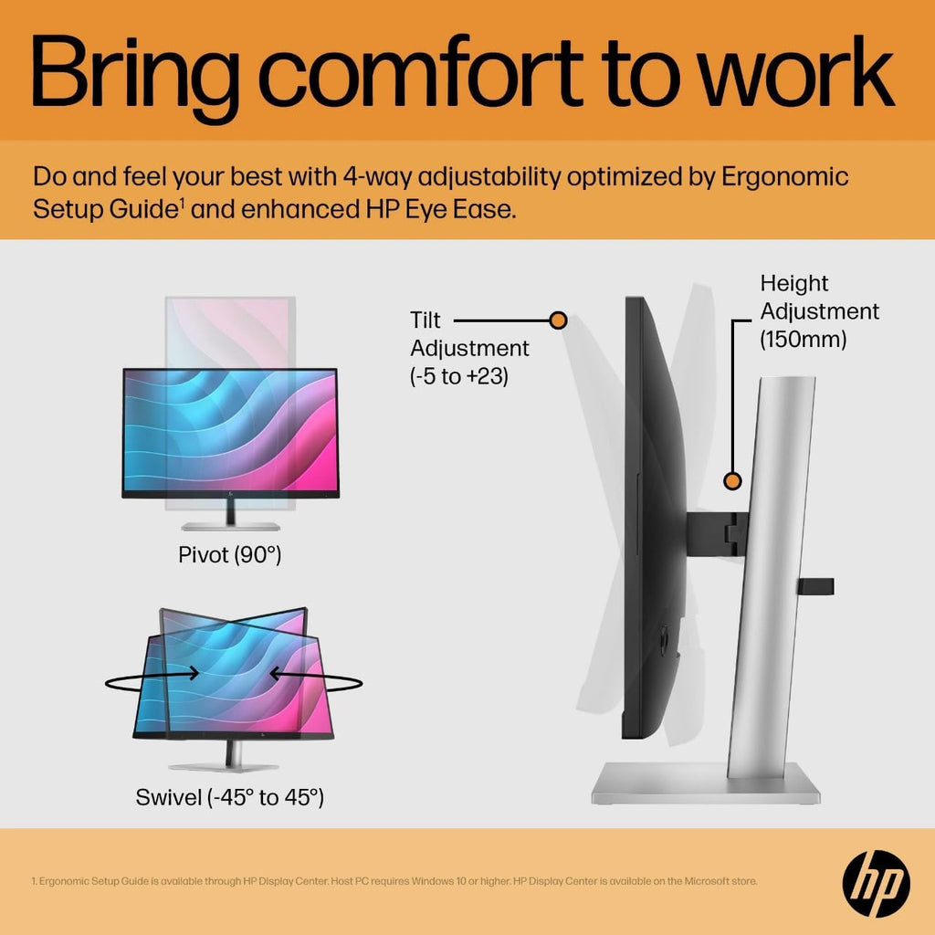 HP E24 G5 24' Class Full HD LCD Monitor - 16:9 - Black - 23.8' Viewable - in-Plane Switching (IPS) Technology - Edge LED Backlight - 1920 x 1080-250 Nit - 5 ms - HDMI - DisplayPort - USB Hub