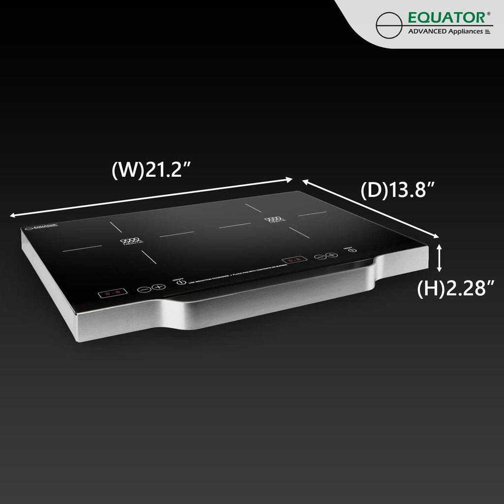 Equator 21' Portable 2-Burner Induction Cooktop LIGHT with ALUMINUM HANDLE 110V