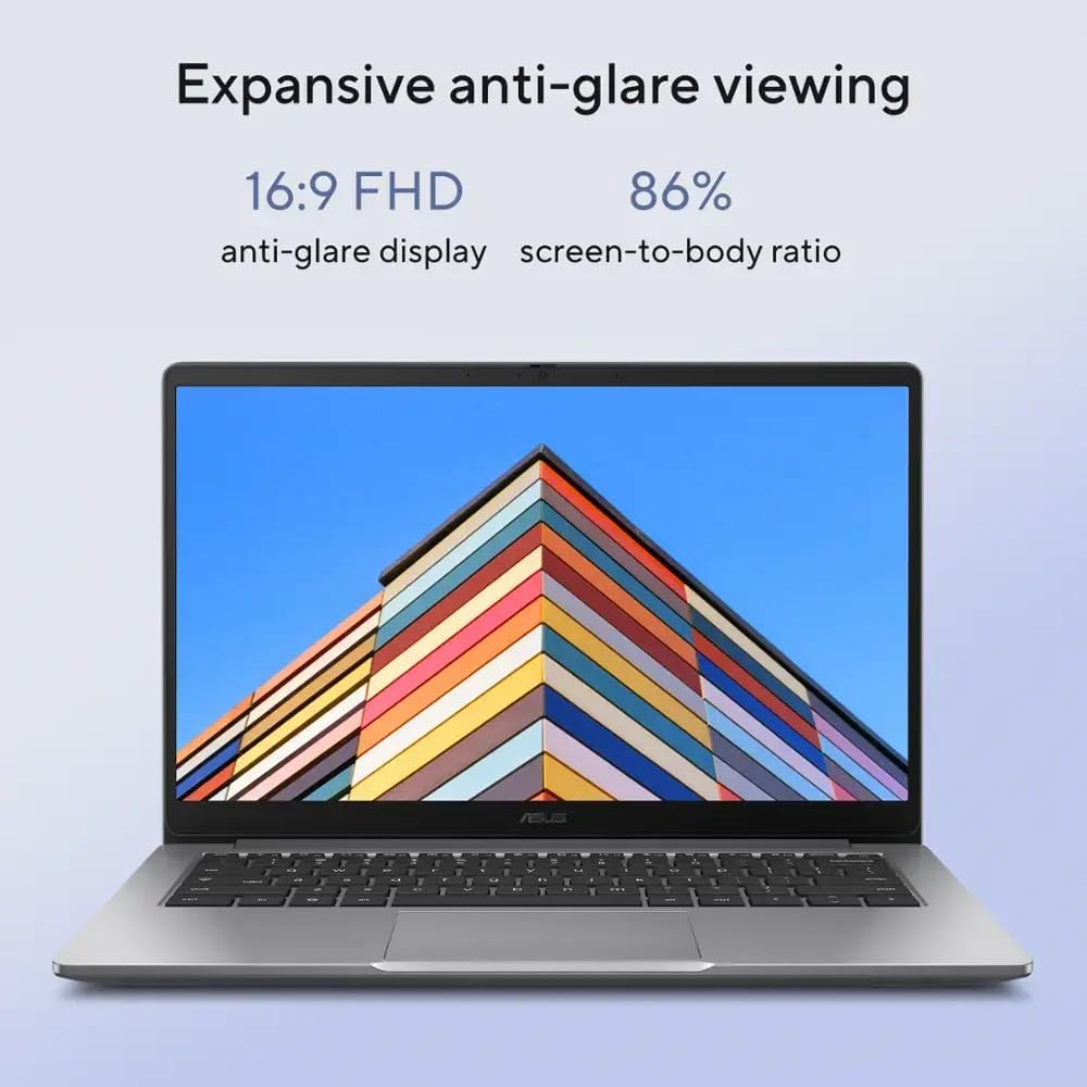 ASUS CX14 Chromebook Laptop, 14' FHD (1920 x 1080) IPS LED Laptop, Intel Celeron N4500, 4GB Memory, 64GB eMMC, Misty Grey, Chrome OS, HDMI, TWE Mouse Pad