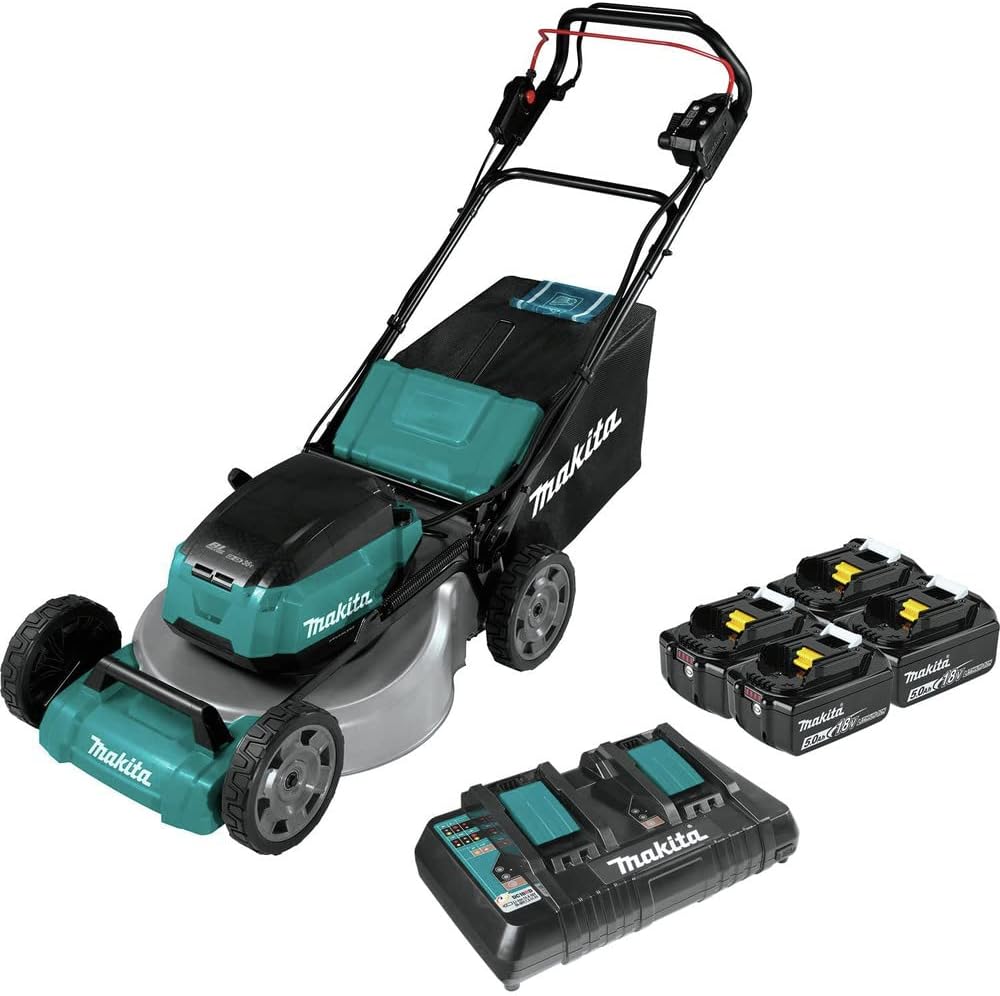 Makita XML06PT1 36V (18V X2) LXT® Brushless 18' Self-Propelled Commercial Lawn Mower Kit with 4 Batteries (5.0Ah)