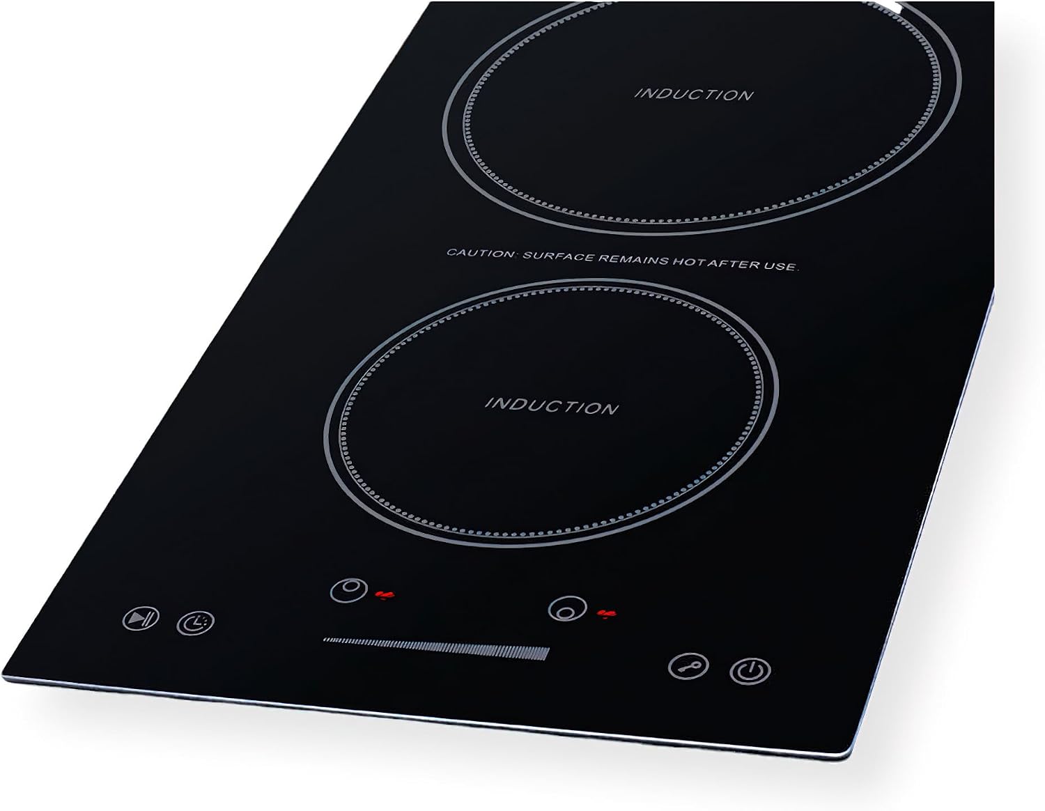 Summit 13' Induction Cooktop, 2 Cooking Zones, 115V Electric Cooktop, ADA Compliant Design, Black with Stainless Steel Trim Kit- SINC2B115TK13