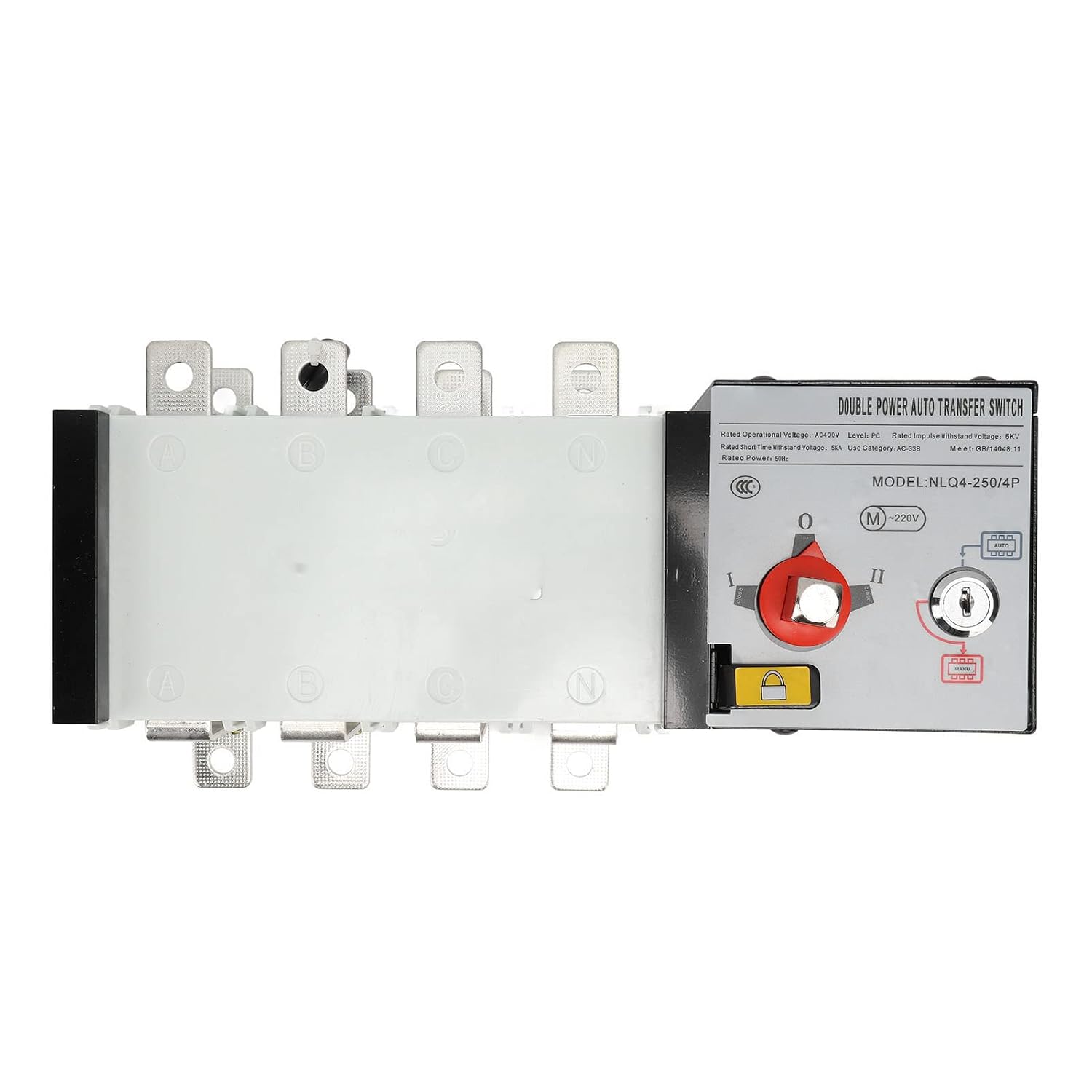 AC400V Dual Power Automatic Transfer Switch 2 in 1 Out Isolated Generator Transfer Switch (200A) 200 Amp Automatic Transfer Switch