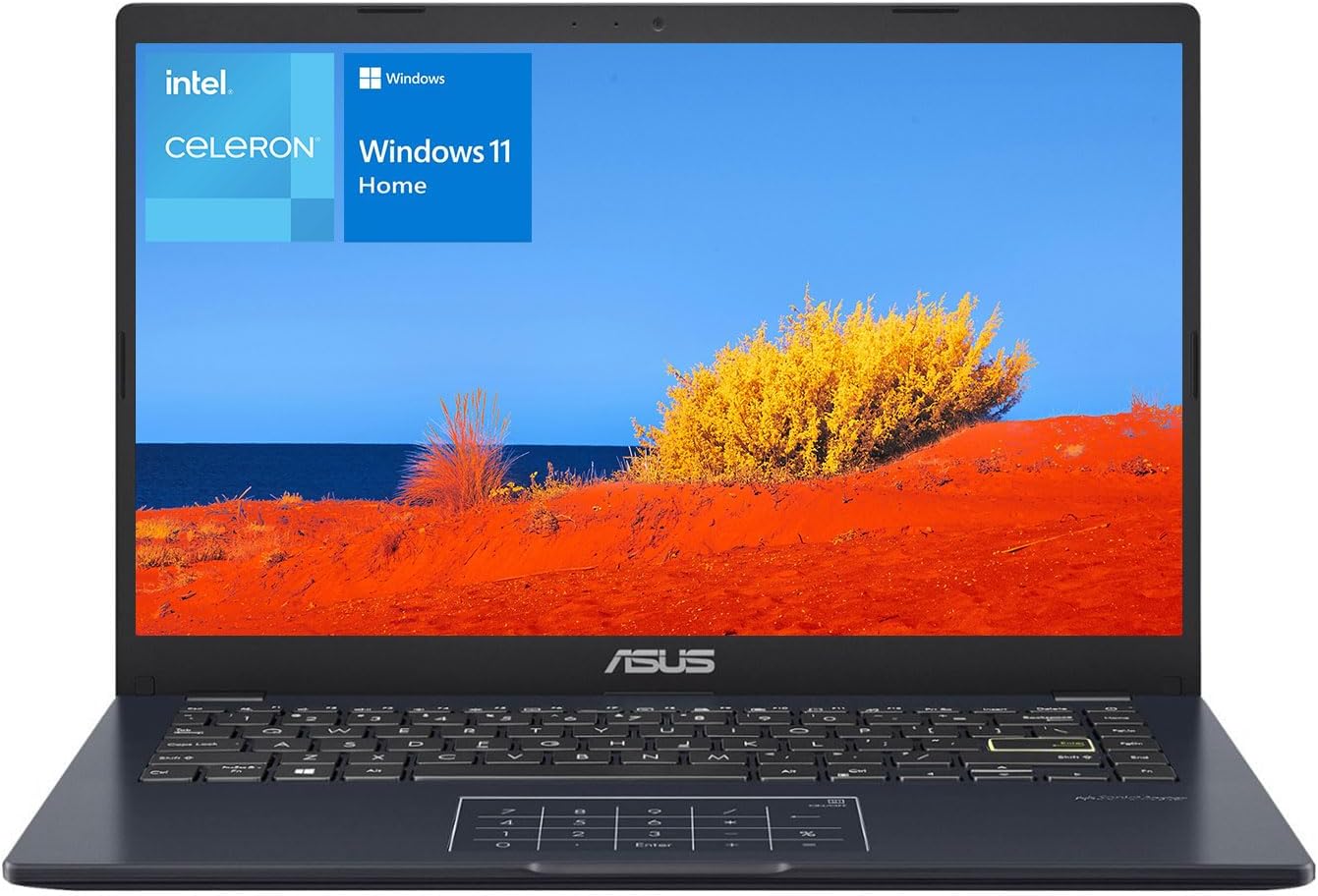 ASUS 14' Laptop, 14' FHD Display, Intel Celeron N4500, 4GB Memory, 64GB eMMC, Touchpad, Webcam, HDMI, Wi-Fi, Windows 11 Home, Quiet Blue
