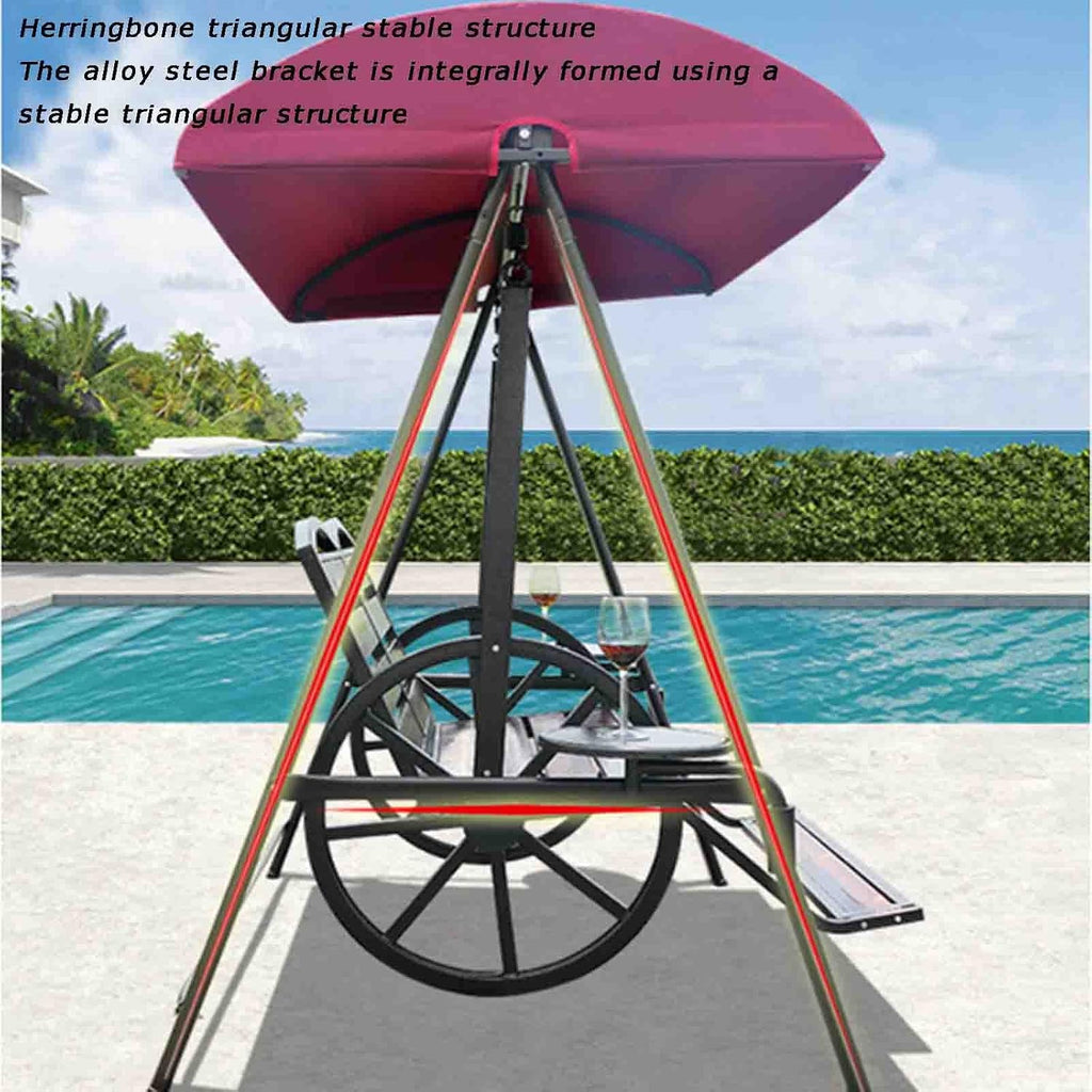 Outdoor Swing, Garden Rocking Chair Swing, Indoor Terrace Garden with Pedal Hanging Chair, Steel Frame Structure with Canopy Porch Swing