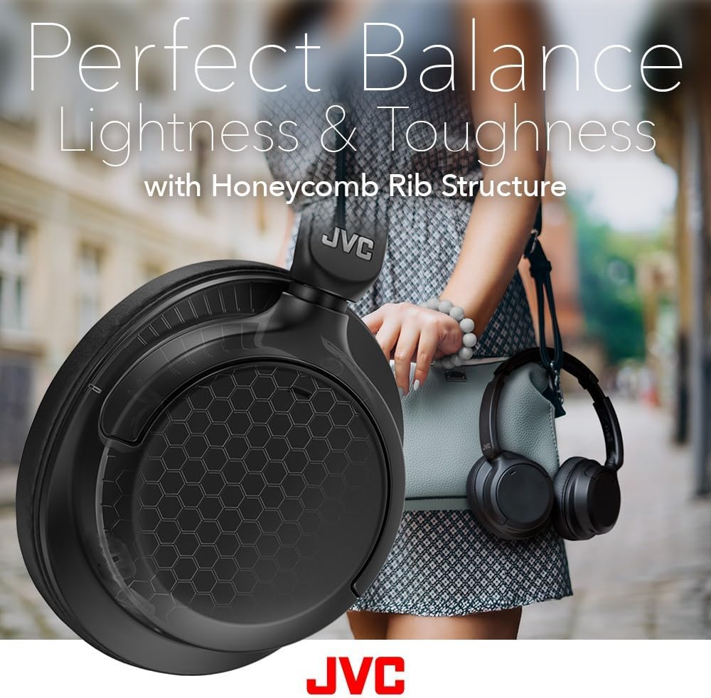 JVC Hybrid Noise Cancelling Wireless Headphones - Best Sound Blocking, Over Ear Design - Bluetooth 5.3 - Dual Mic - 50HR Battery - Detachable Cable - Voice Assistance - Long-Wear Comfort - HAS95N