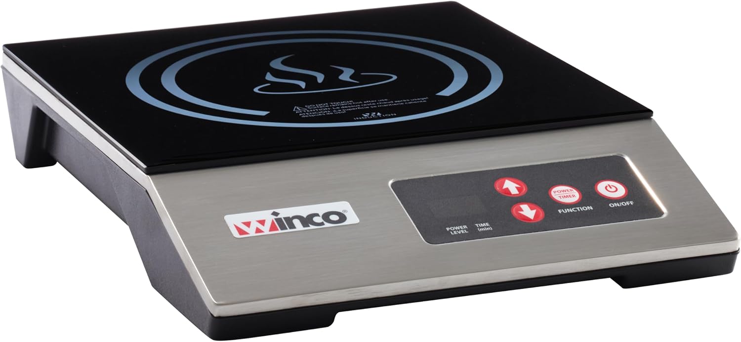 Winco EIC-400E Commercial-Grade Portable Induction Cooktop Burner, 1800 W, 120V
