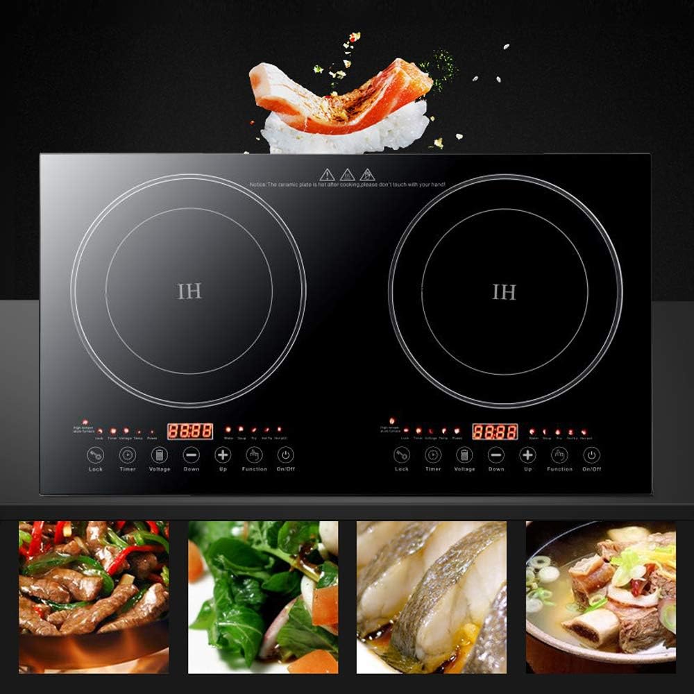 Double Induction Cooktop, 2600W Portable Electric Induction Cooker Ceramic Cooktop 2 Burners, Countertop and Built-in Induction Burners Stove Hot Plate w/Digital LCD Display, Safety Lock & Timer