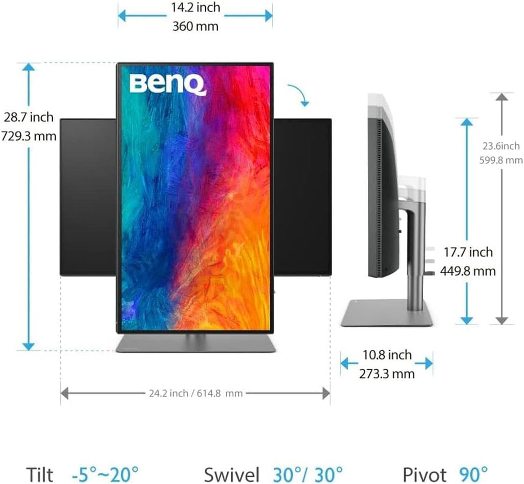 BenQ PD2725U Thunderbolt 3 Monitor for MacBook 27 Inch 4K IPS UHD, AQCOLOR, 100% sRGB & Rec.709, 95% P3, DeltaE≤3, Uniformity, Pantone, Factory-Calibrated, USB Hub, 65W USB-C, Daisy Chain, KVM Switch