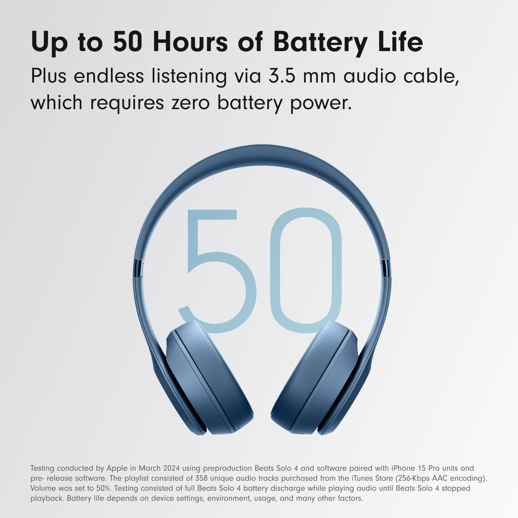 Beats Solo 4 - Wireless On-Ear Bluetooth Headphones, Up to 50-Hour Battery Life, Ultra-Lightweight Comfort, Powerful and Balanced Sound, Apple & Android Compatible - Slate Blue