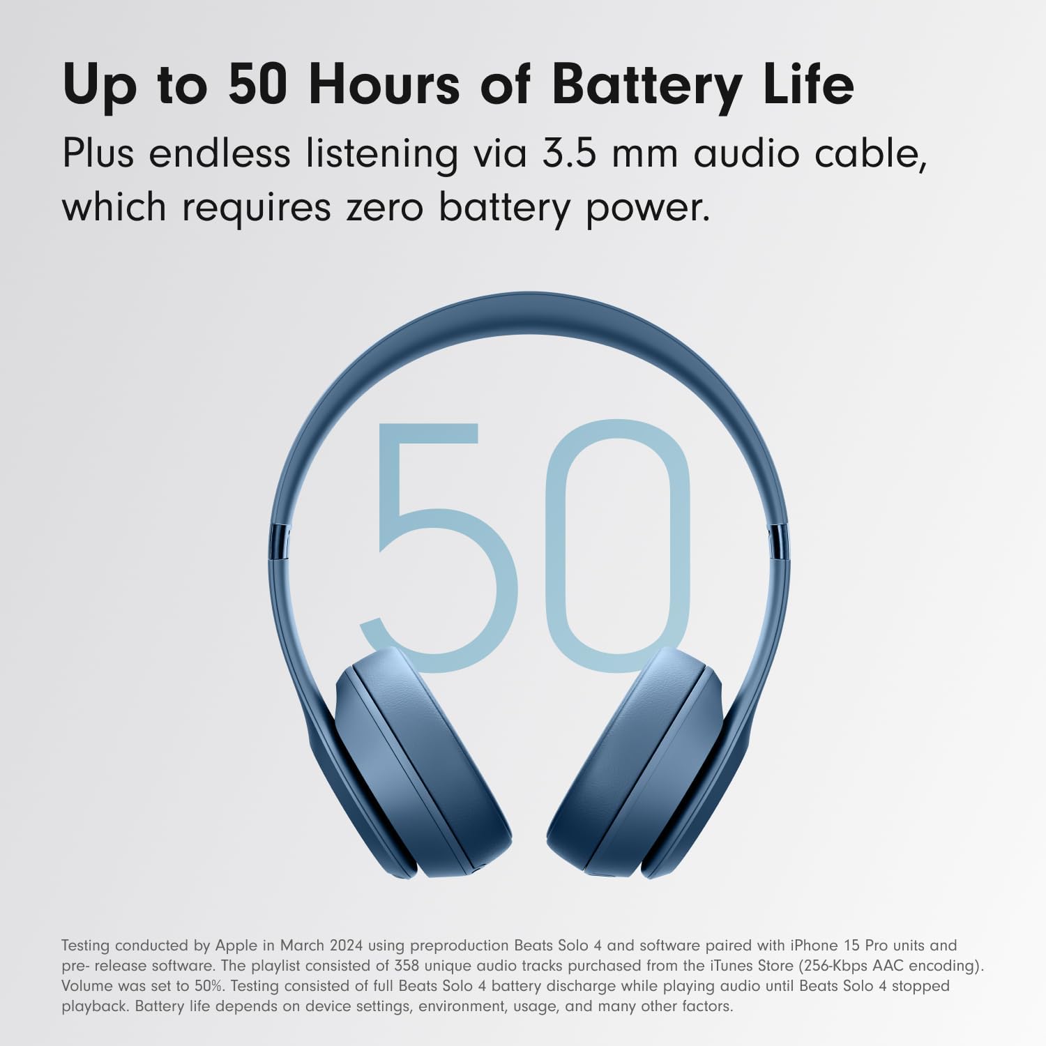 Beats Solo 4 - Wireless On-Ear Bluetooth Headphones, Up to 50-Hour Battery Life, Ultra-Lightweight Comfort, Powerful and Balanced Sound, Apple & Android Compatible - Slate Blue