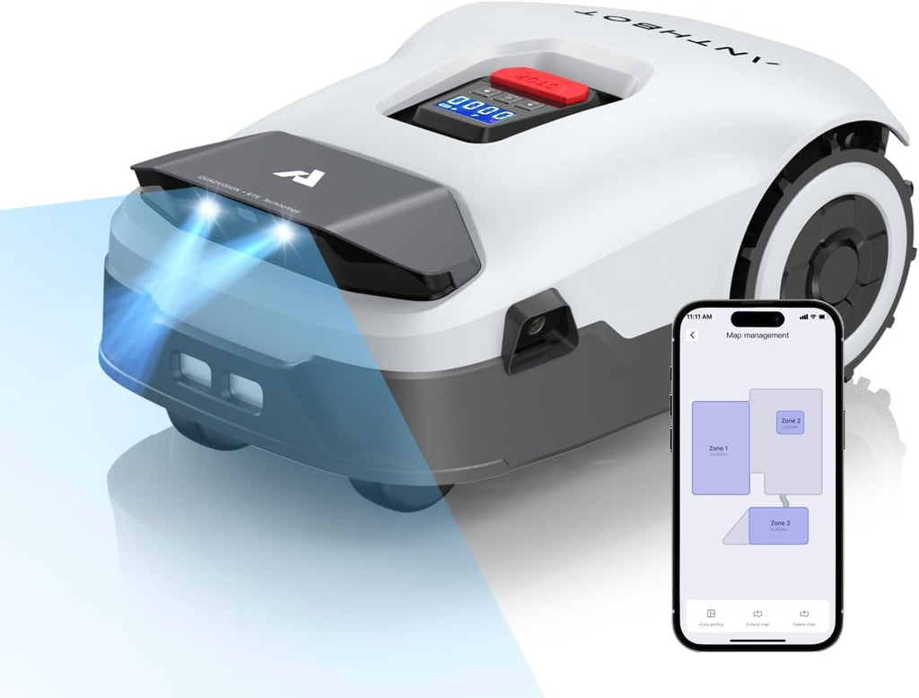 ANTHBOT Genie1000 Robot Lawn Mower - NO Wire, Full Band RTK+4-Eye Vision Robotic Lawnmower for 1/2 Acre, Auto Mapping, Multi-Zone Management, Accurate Obstacle Avoidance, Intelligent Path Planning