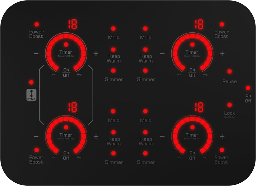 Empava 30 Inch Built-in Induction Cooktop 4 Burner, Bridge-SYNC, Auto RapidHeat, 3 Preset Modes, Pan Sensor, Hardwired 208~240V, 40A, Black Vitro Ceramic Glass