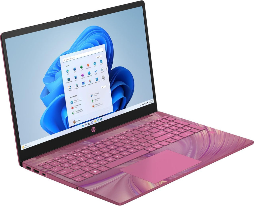 HP 15.6' HD Touchscreen Laptop with Fingerprint Reader, Intel Quad-Core N Processor, 4GB RAM, 128GB SSD Storage, Type-C, HDMI, Backlit Keyboard, SAM, W11 (15-fd - Renewed) Parent (Purple)