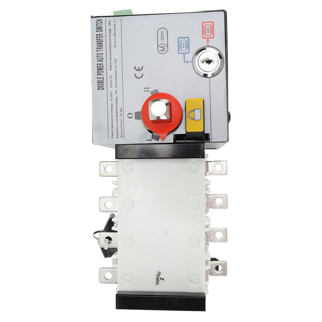 Generator Transfer Switch Dual Power Automatic Transfer Switch AC400V Advanced Technology Reliable Multi Protection for Home Office Buildings Public Places PC Material (125A)